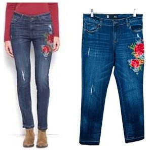 Kut from the Kloth Embroidered Straight Leg Jeans